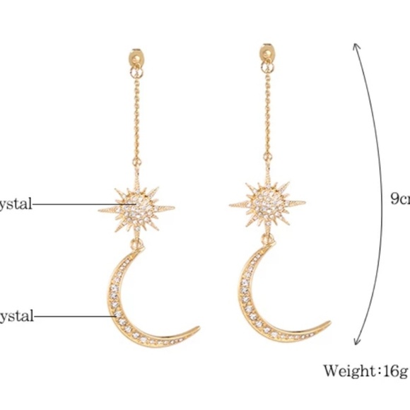 NEW VARESE Trendy Moon and Sun Gold Earrings - Picture 3 of 5